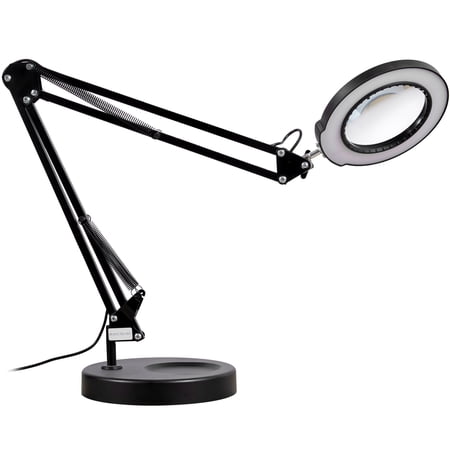 BENTISM Magnifying Glass with Light and Stand, 5X Magnifying Lamp, 2 in 1 LED Lighted Desk Magnifier with Light, 4.3" Glass Lens, Craft Light Lamp with 64 LED Lights 5 Color Modes for Repair Crafts