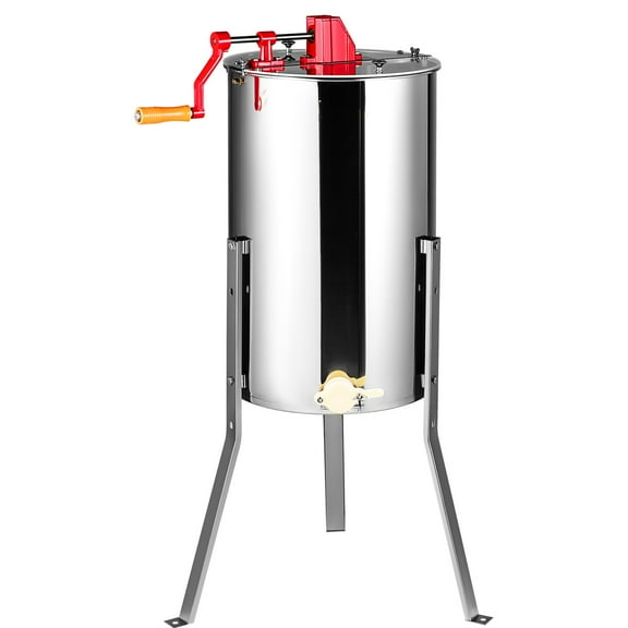 VEVOR Manual Honey Extractor, 2/4 Frames Beekeeping Equipment Stainless Steel with Height Adjustable Stand and Transparent Lid, Silver