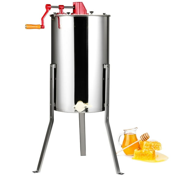 VEVOR Manual Honey Extractor, 3 Frames Beekeeping Equipment Stainless Steel with Height Adjustable Stand and Transparent Lid, Silver