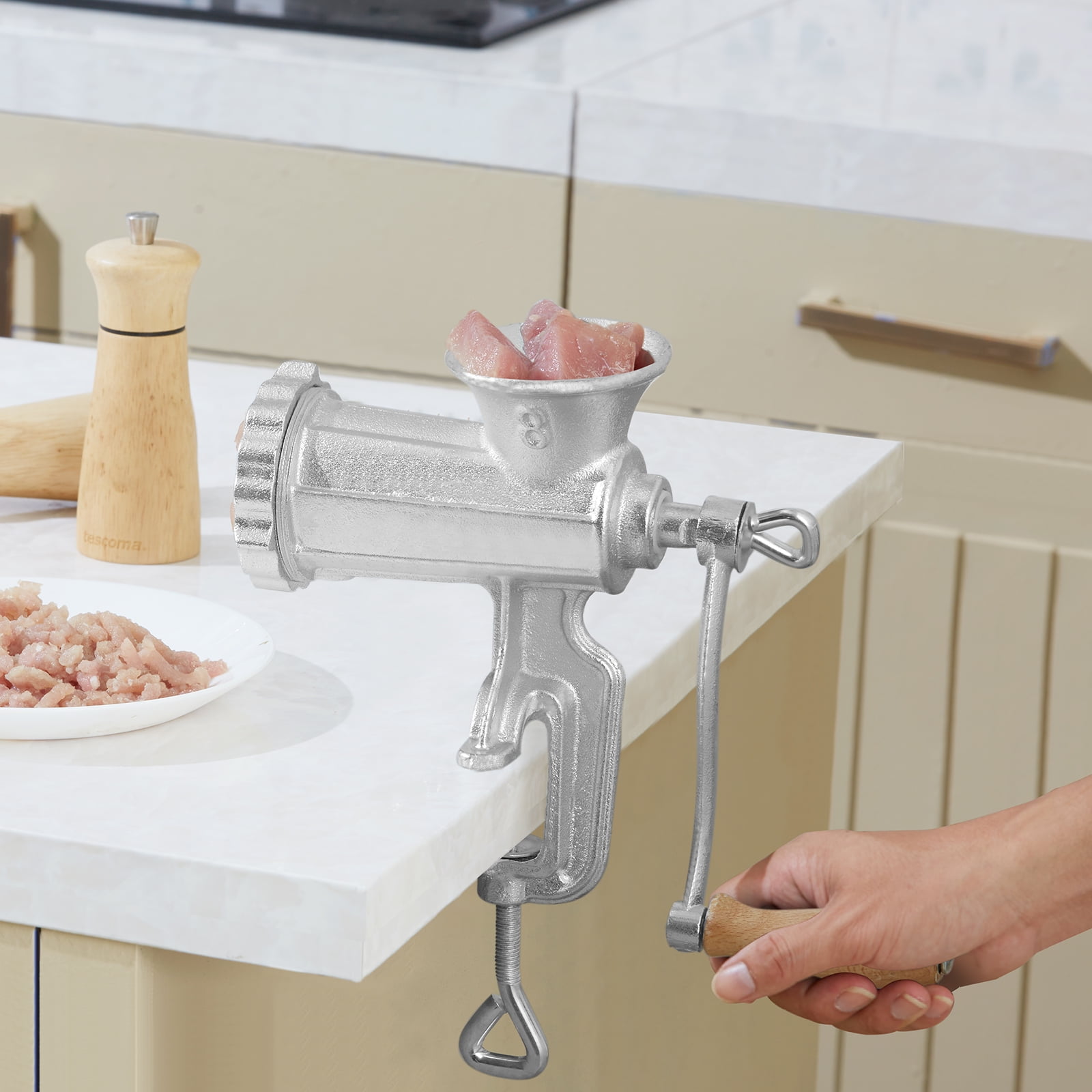 Cucinapro Meat Grinder with Tabletop Clamp and Three Cutting Disks 265-08