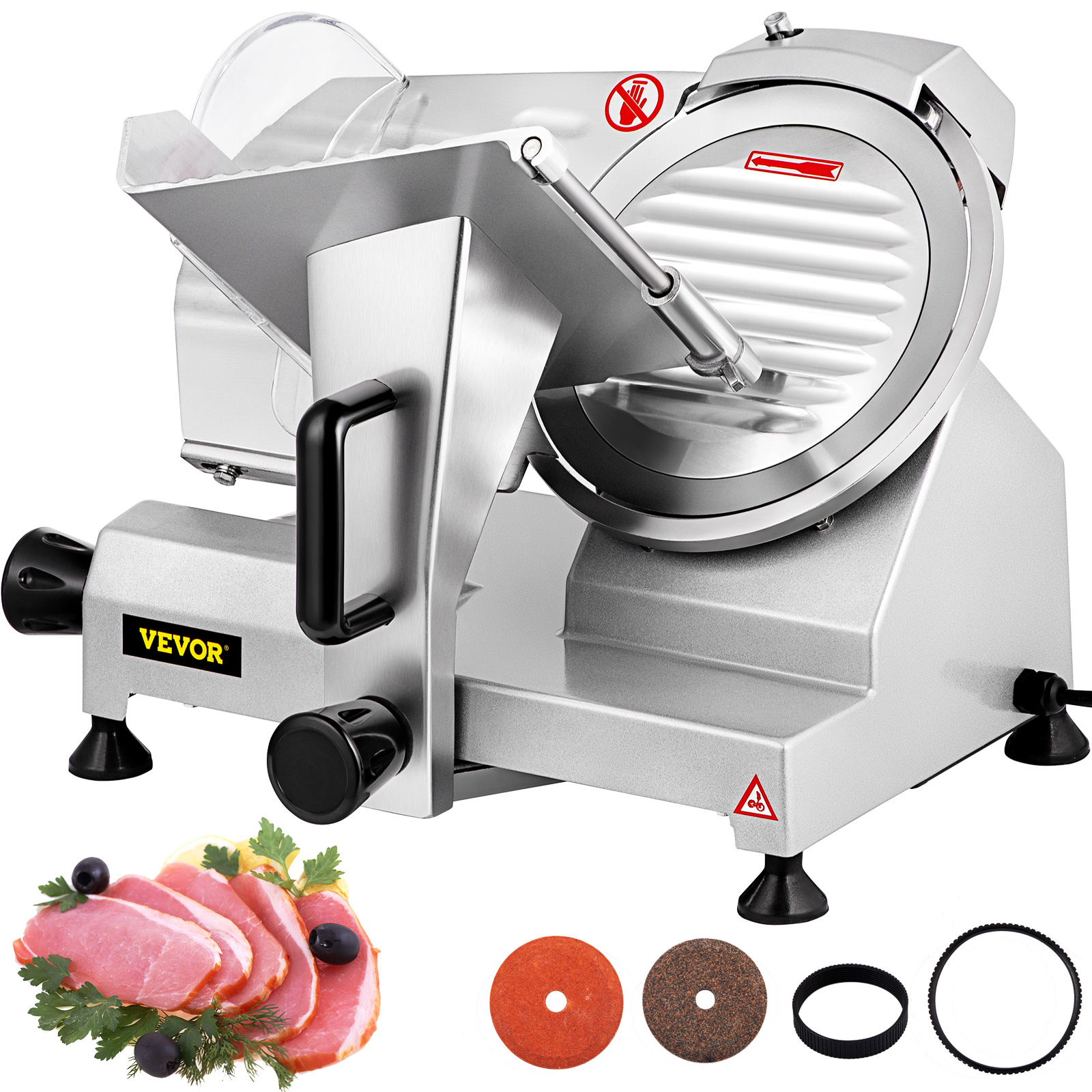 KWS Premium Commercial 320w Electric Meat Slicer 10" with Nonsticky Teflon Blade, Frozen Meat
