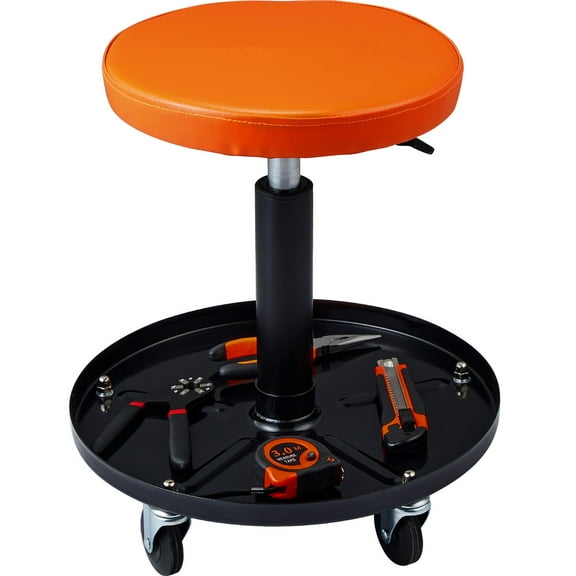 VEVOR Mechanic Stool 250LBS Adjustable-Height Rolling Auto Creeper Garage Shop Seat with 360 Casters Tool Tray