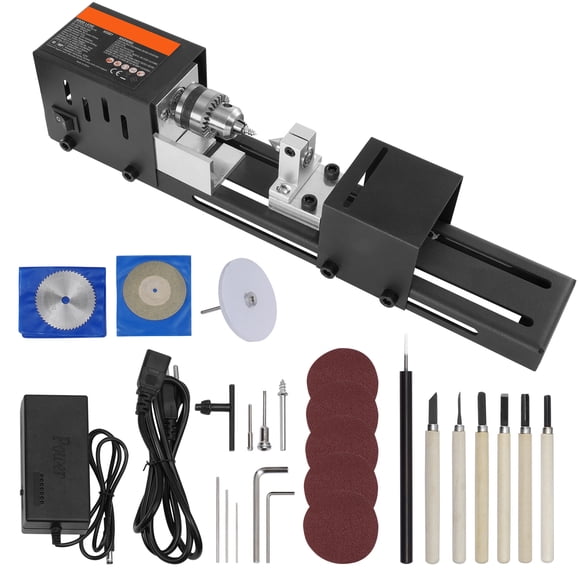 VEVOR Mini Lathe Machine 2.76'' x 6.3'' 24 V 96 W DIY Tools 7 Speeds comes with complete accessories