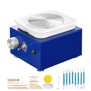 BENTISM Mini Pottery Wheel Machine, 2 Turntables 30W Ceramic Wheel Forming Machine, Adjustable 0-300RPM Speed ABS Detachable Basin, Sculpting Tools Apron Accessory Kit for Work Art Craft DIY