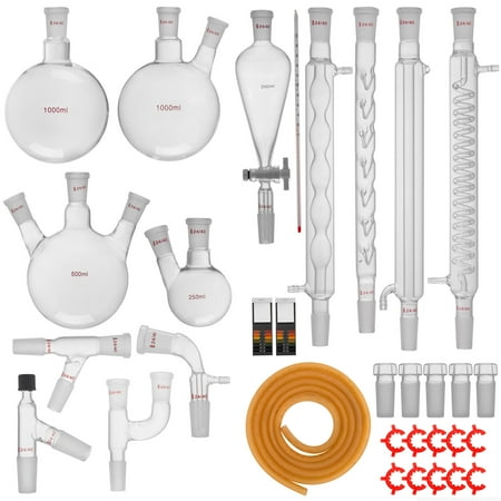 BENTISM New Chemistry Lab Glassware Kit with 24/40 Glass Ground Joints 32pcs