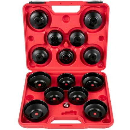 VEVOR Oil Filter Socket Set 14 Pcs Oil Filter Wrench Set, Sturdy Steel Oil Filter Socket 3/8" Oil Filter Socket, Low Profile Oil Filter Socket Set For Easy Access, Oil Filter Wrench Cap Set w/ Case
