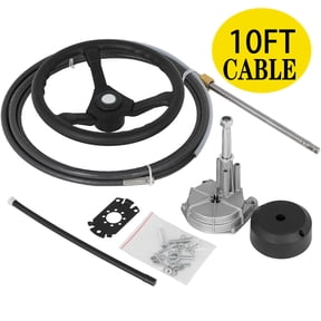 VEVOR Outboard Steering System 10' Boat Steering Cable 10 Feet Marine Steering System 3/4'' Shaft with 13.5 Inch Wheel for Yachts and Waterborne Vehicles