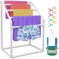 thumbnail image 1 of VEVOR Outdoor Towel Rack Pool Towel Rack 5 Bar Trapezoidal White Freestanding, 1 of 9