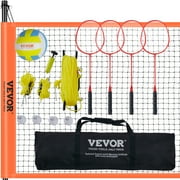 BENTISM Outdoor Volleyball and Badminton Combo Net Set Portable Height Adjustable Steel Poles, Professional Combo Set with PVC Volleyball, Pump, Carrying Bag