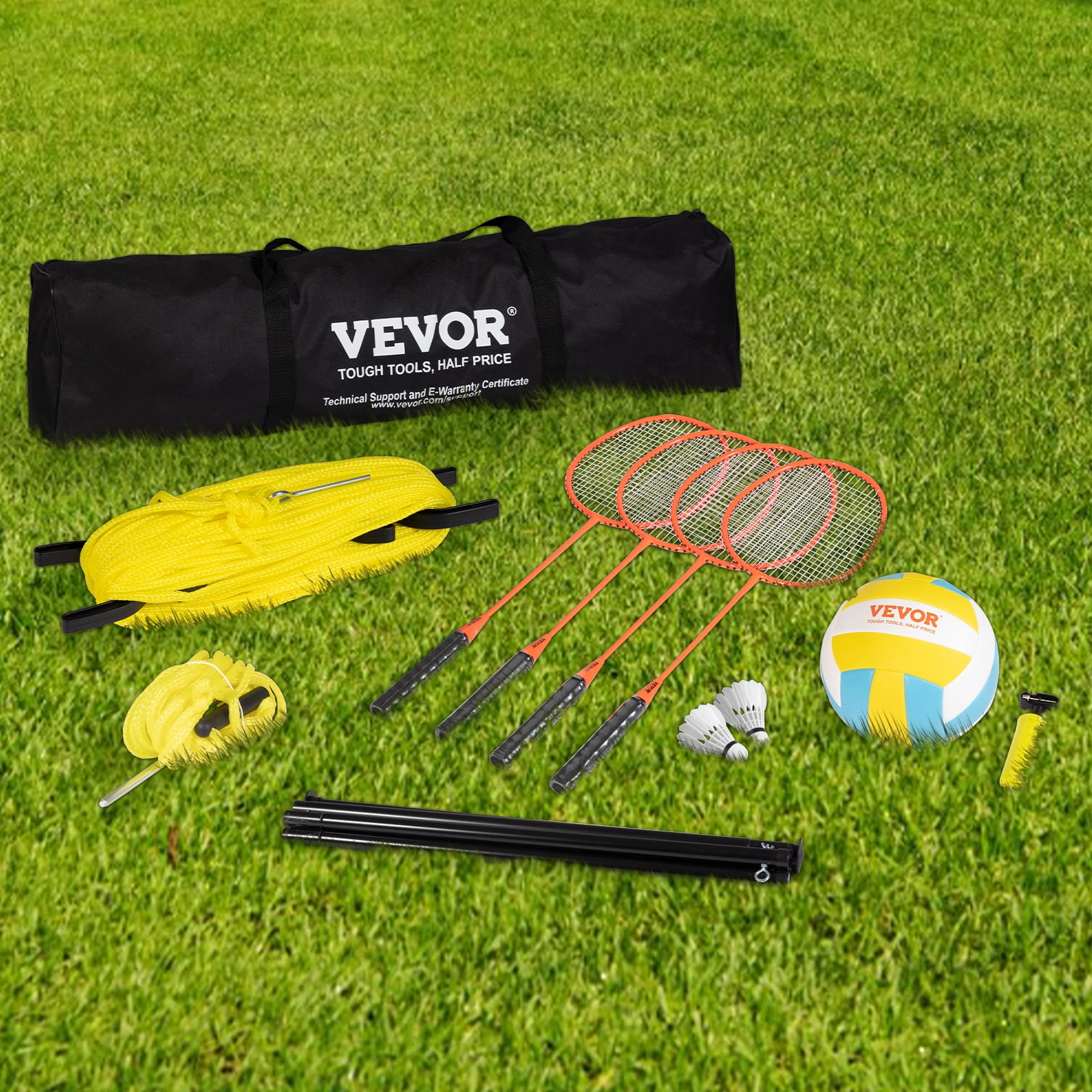 BENTISM Outdoor Volleyball and Badminton Combo Net Set Portable Height Adjustable