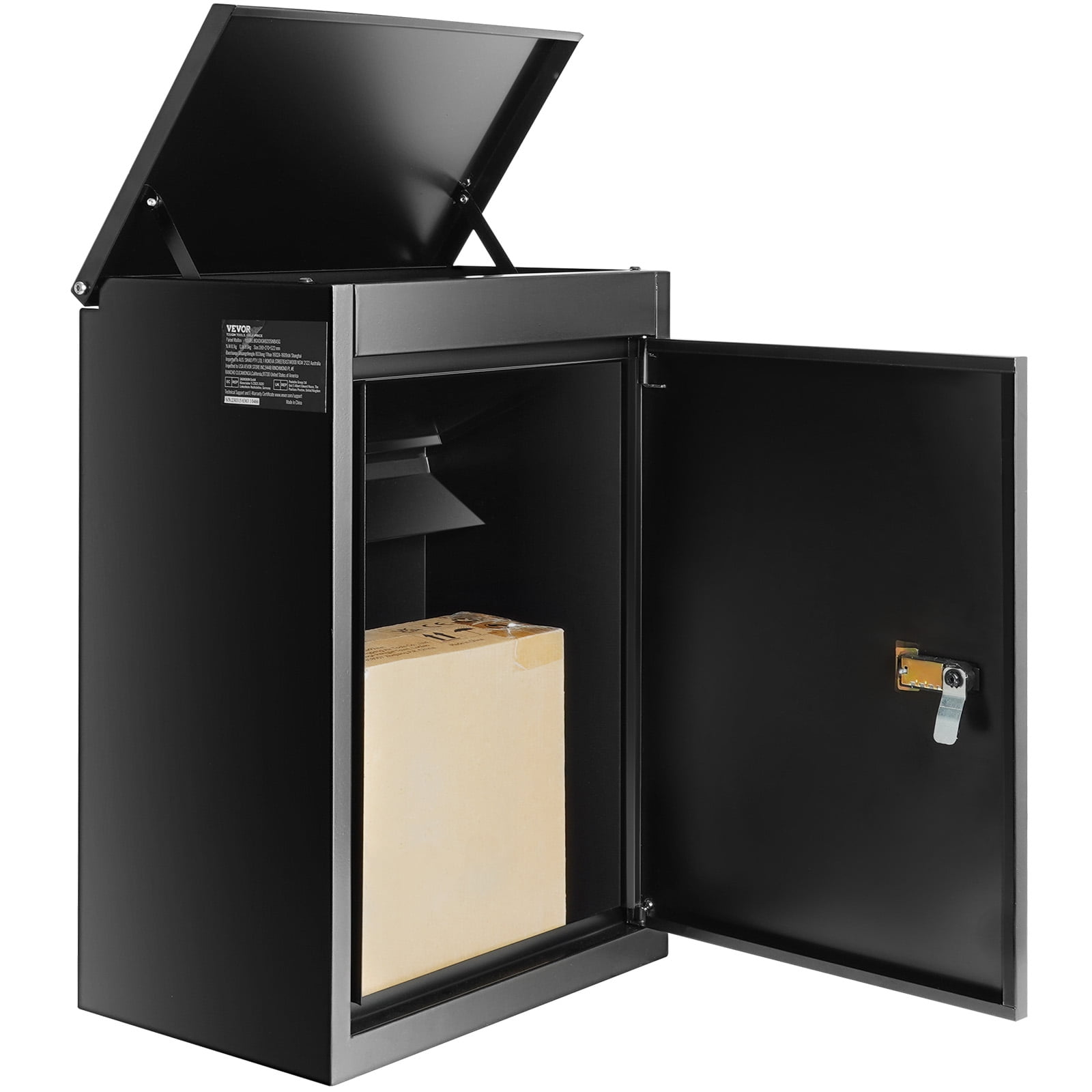 Black Galvanized Steel Lockable Parcel Drop Box with Coded Lock