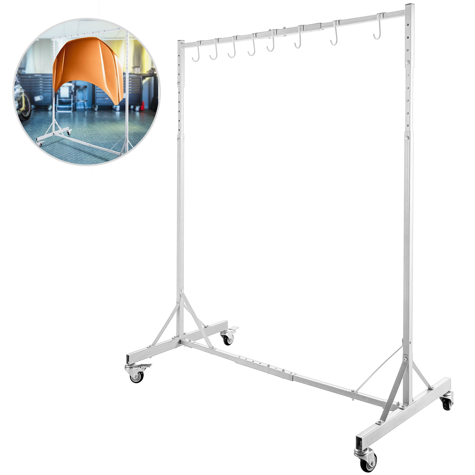 VCT 7ft Adjustable Paint Hanger Auto Body Drying Painting Stand with  Casters for Easy Mobility Around Shop