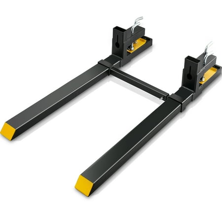 VEVOR Pallet Forks, 4000 lbs Clamp on Tractor Bucket Forks, 60" Total Length Heavy Duty Pallet Forks with Adjustable Stabilizer Bar