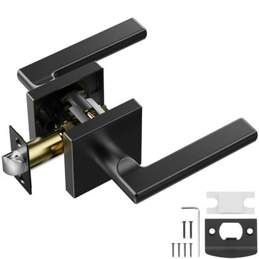 BENTISM Passage Door Lever Handle, 1 Pack Matte Black Door Lever, Square Heavy Duty Interior Keyless Door Handles, Reversible for Left Right Sided Doors for Hallways, Closets, Meeting Spaces