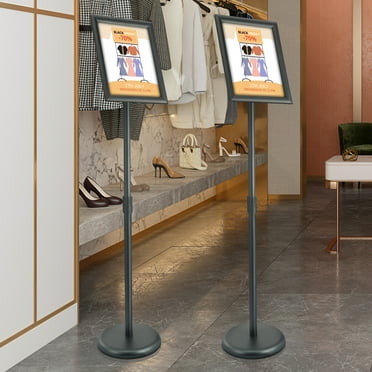 BENTISM Pedestal Sign Holder Adjustable Poster Stand 8.5 x 11 Inch Round Base