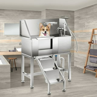 Preneex Dog Washing Station with Massage Brush 34 Stainless Steel Pet  Shower & Bath Tub