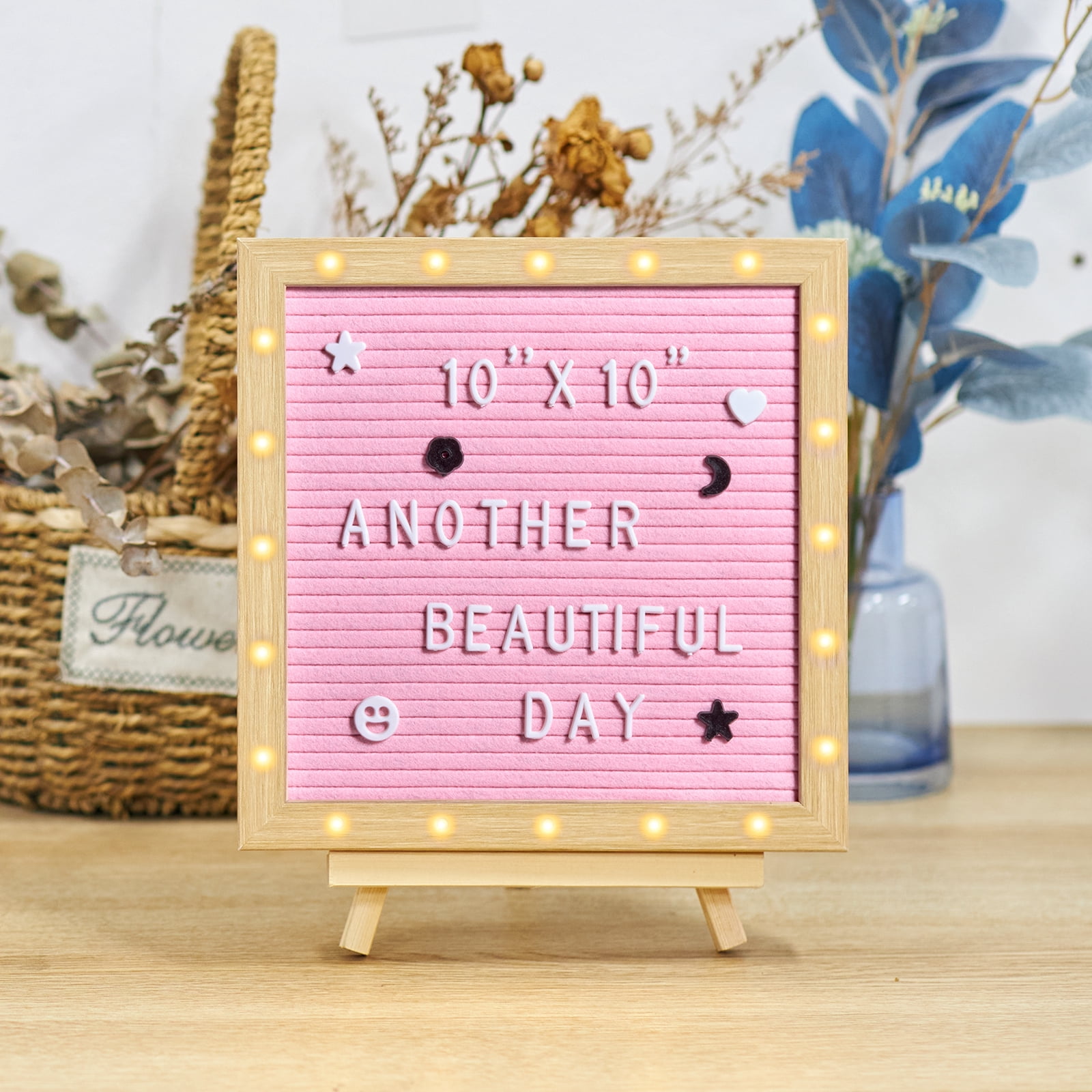 BENTISM Pink Felt Letter Board Changeable Sign Boards with 510 Letters