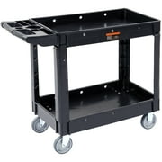 VEVOR Plastic Service Utility Cart, Support up to 550lbs Capacity, Heavy Duty Tub Storage Cart W/Deep Shelves, Multipurpose Rolling 2-Tier Mobile Storage Organizer, for Warehouse Garage