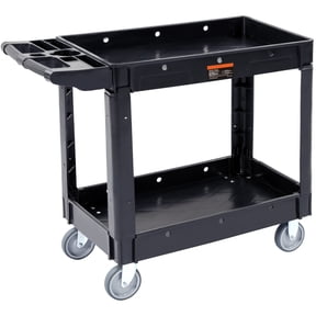 VEVOR Plastic Service Utility Cart, Support up to 550lbs Capacity, Heavy Duty Tub Storage Cart W/Deep Shelves, Multipurpose Rolling 2-Tier Mobile Storage Organizer, for Warehouse Garage