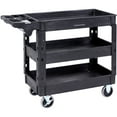 thumbnail image 1 of VEVOR Plastic Service Utility Cart, Support up to 550lbs Capacity, Heavy Duty Tub Storage Cart W/Deep Shelves, Multipurpose Rolling 3-Tier Mobile Storage Organizer, for Warehouse Garage, 1 of 9