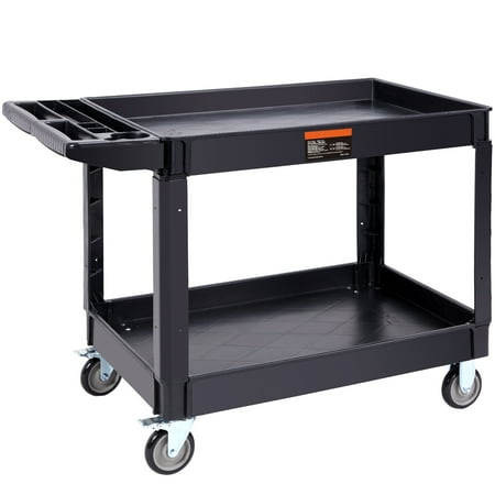 VEVOR Plastic Service Utility Cart, Support up to 550lbs Capacity, Heavy Duty Tub Storage Cart W/Deep Shelves, Multipurpose Rolling Extra Large 2-Tier Mobile Storage Organizer, for Warehouse Garage