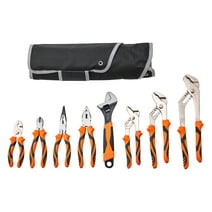 BENTISM Pliers Set, 8-Piece, High Carbon Steel, 12"/10"/8" Groove Joint Pliers, 8" Linesman's Pliers, 6" Slip Joint Pliers, 8" Long Nose Pliers, 6" Diagonal Cutter, 10" Adjustable Wrench & Tool Bag