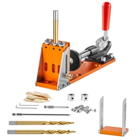 VEVOR Pocket Hole Jig Kit, 30 Pcs Adjustable & Easy to Use Pocket Hole Jig System with Step Drills, Wrenches, Drill Stop Rings, and Square Drive Bits, Dual Scale Marks for DIY Carpentry Projects