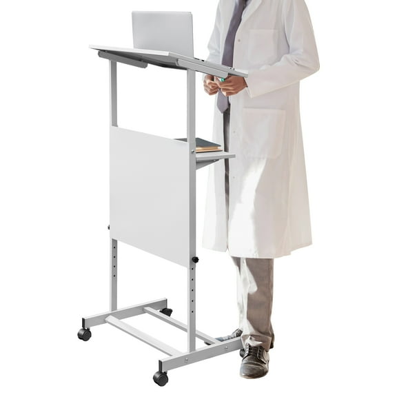 VEVOR Podium Lectern Presentation Lectern Height Adjustment Podium Stand White