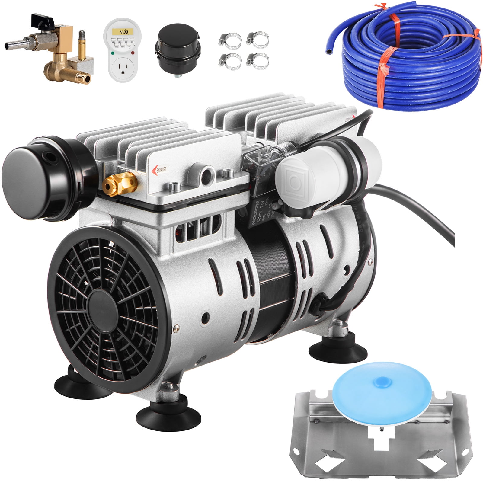 VEVOR Pond Aerator Lake Pond Aeration Kit w/ 3/4 HP Pump 100' Tube 10" Diffuser, 550W Power, 5.2CFM for Up to 3 Acre 50' Lake, Air Compressor for Deep Water Oxygen Circulation