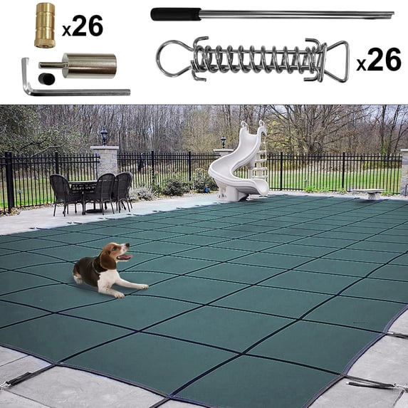 BENTISM Pool Safety Cover Inground Pool Cover 18x42ft, Rectangle Safety Pool Cover