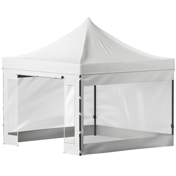 BENTISM Pop Up Canopy Tent, 10 x 10 ft, Outdoor Patio Gazebo Tent with Removable Sidewalls and Wheeled Bag, UV Resistant Waterproof Instant Gazebo Shelter for Party, Garden, Backyard, White