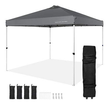 BENTISM Pop Up Canopy Tent, 10 x 10 ft, 250 D PU Silver Coated Tarp, with Portable Roller Bag and 4 Sandbags, Waterproof and Sun Shelter Gazebo