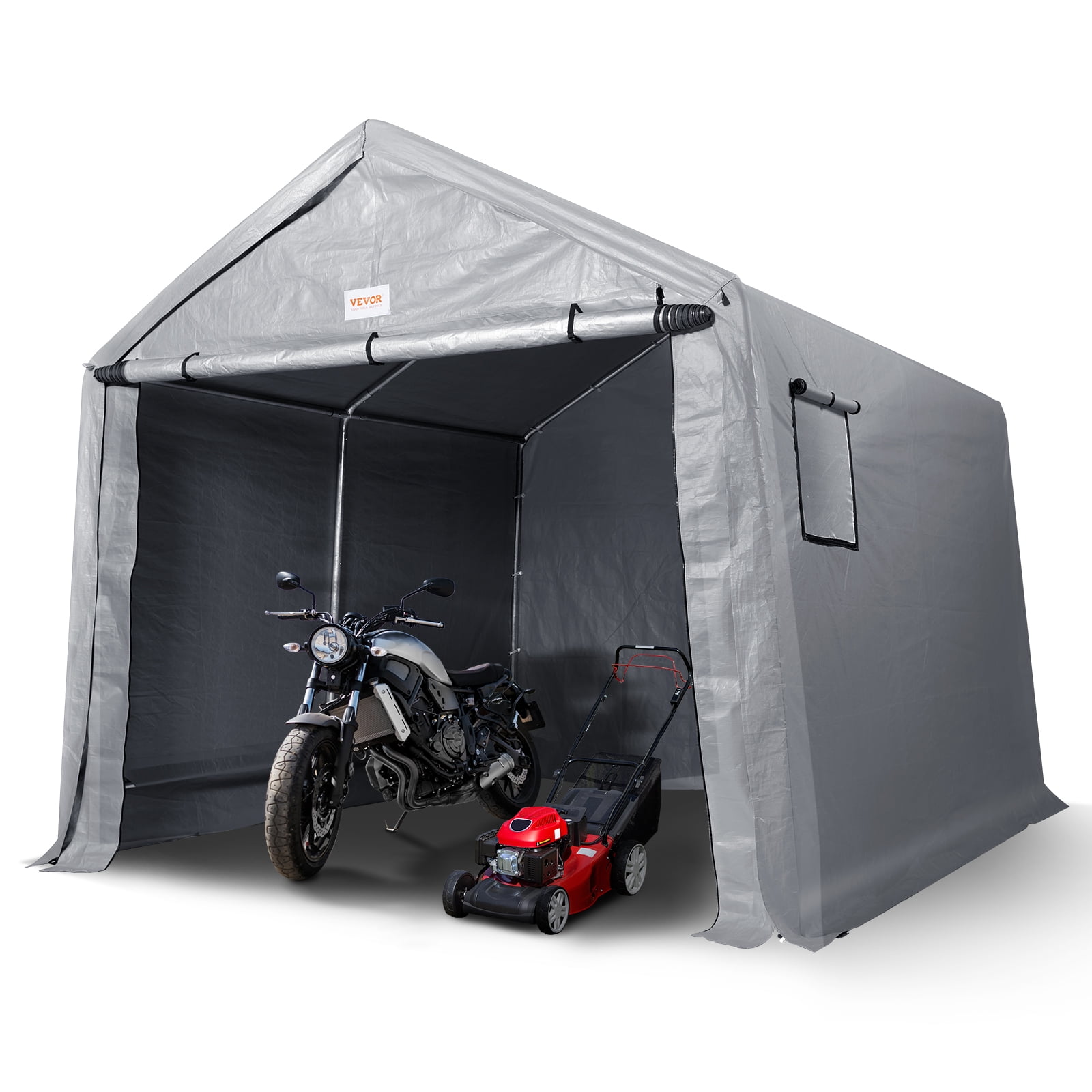 Gray 7' x 12' Portable Outdoor Storage Shed with Windows