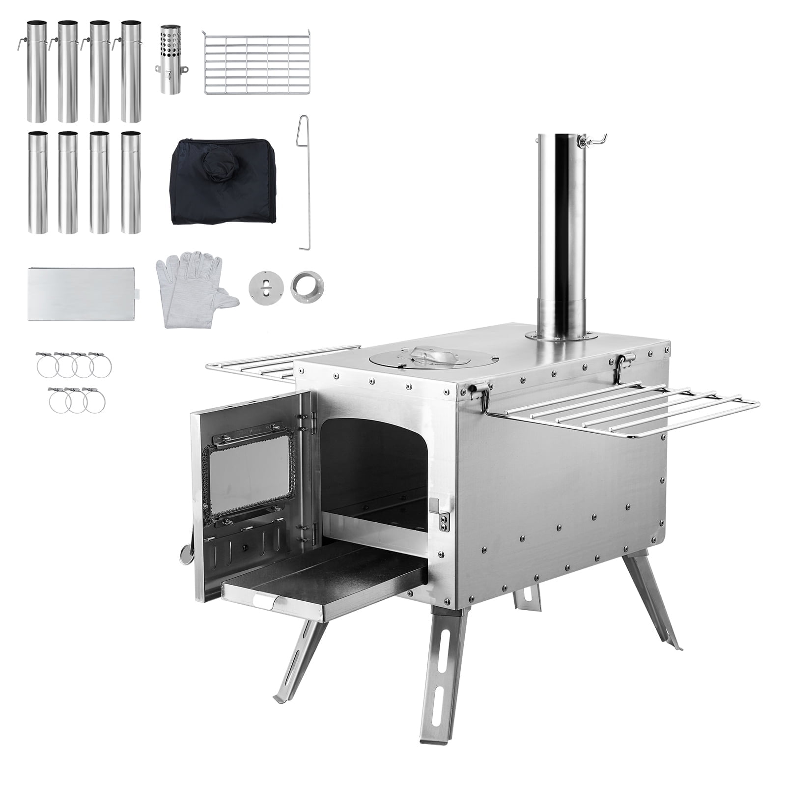 VEVOR Portable Wood Stove Camping Tent Stove Outdoor – 1646in, 54 lbs, Red