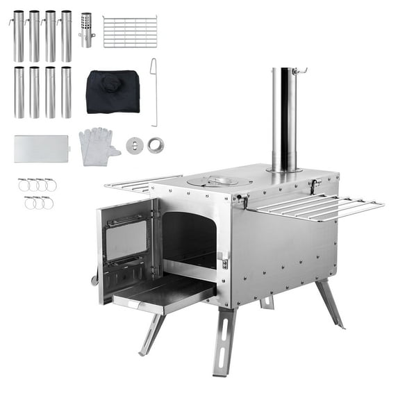 VEVOR Portable Wood Stove Camping Tent Stove Outdoor – 1646in, 54 lbs, Red