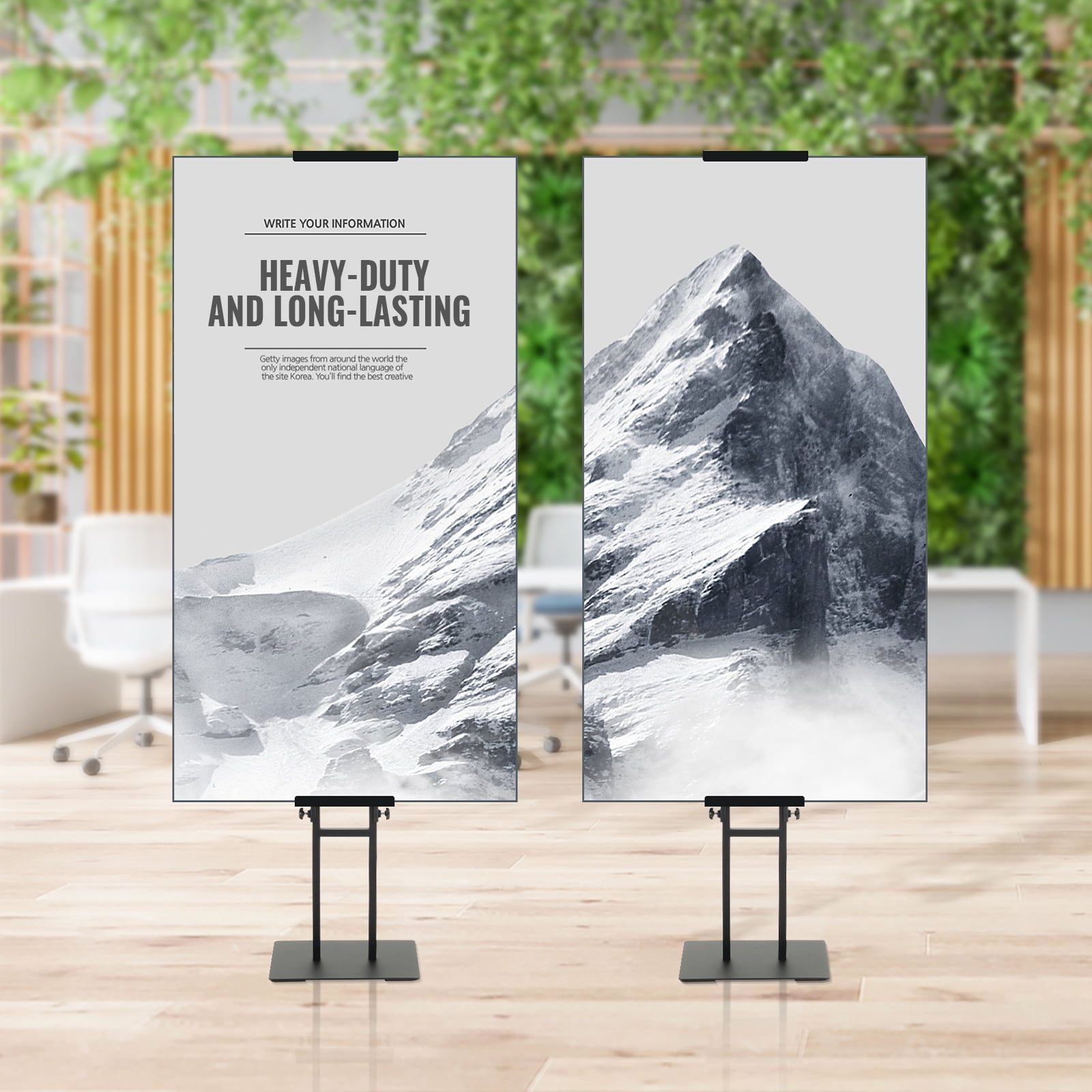 Oukaning Poster Board Stand 2-Side Floor Standing Sign Holder with  Adjustable Height Indoor Outdoor Display 