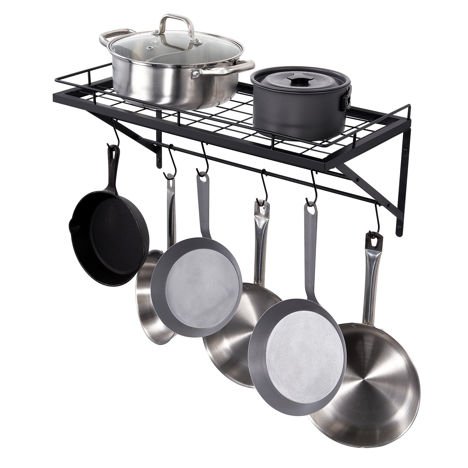 Wall Mounted Kitchen Utensil Rack, Multifunction Kitchen Rail, Clip-on  Carbon Steel Pots Pans Hanger with 8 Hooks, for Cooking Utensils Bathroom