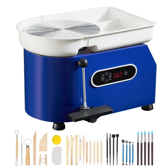 VEVOR Pottery Wheel, 11" Ceramic Wheel Forming Machine, 450W Adjustable 60-300RPM Speed Handle and Foot Pedal Control, ABS Detachable Basin Sculpting Tool Apron Accessory Kit for Work Art Craft DIY
