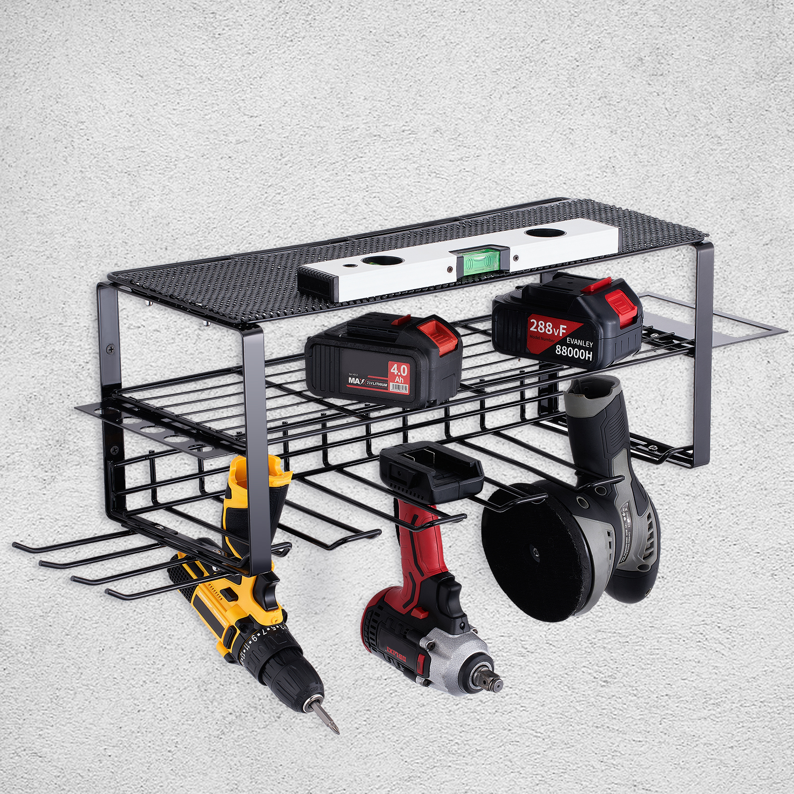 BENTISM Power Tool Organizer 5 Drill Holders Wall Mounted Garage Tool