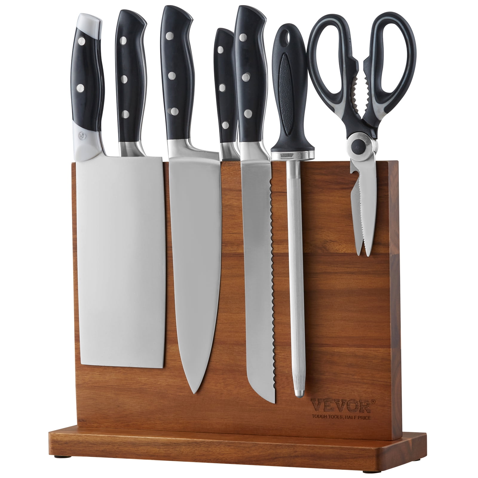 BENTISM Powerful 12" Knife Block, Acacia Wood Double Side