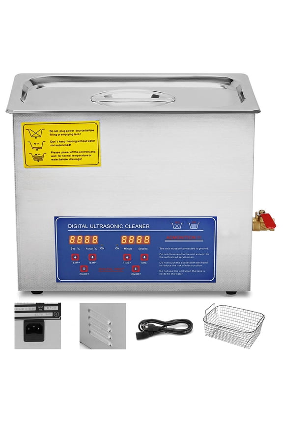 Powerful Stainless Steel 13.5-15 L Liters Ultrasonic Cleaner 360W Digital Heater Timer