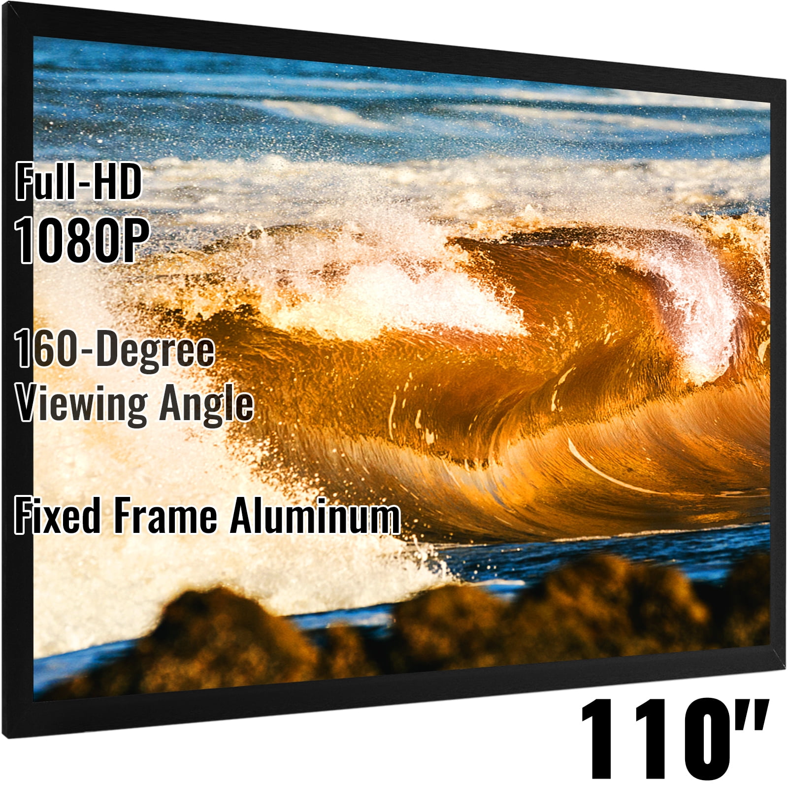 VEVOR Projector Screen Fixed Frame Big 110" 3D Diagonal 16:9 4K HD Projector Screen with Aluminum Frame Projector Screen Wall Mounted for Home Theater Office Use
