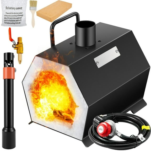 VEVOR Portable Propane Forge, Single Burner for Tool & Knife Crafting, Spacious Blacksmith and Farrier Forge, Compact Blacksmithing Furnace, Gas-Powered Forging Tools & Equipment Kit