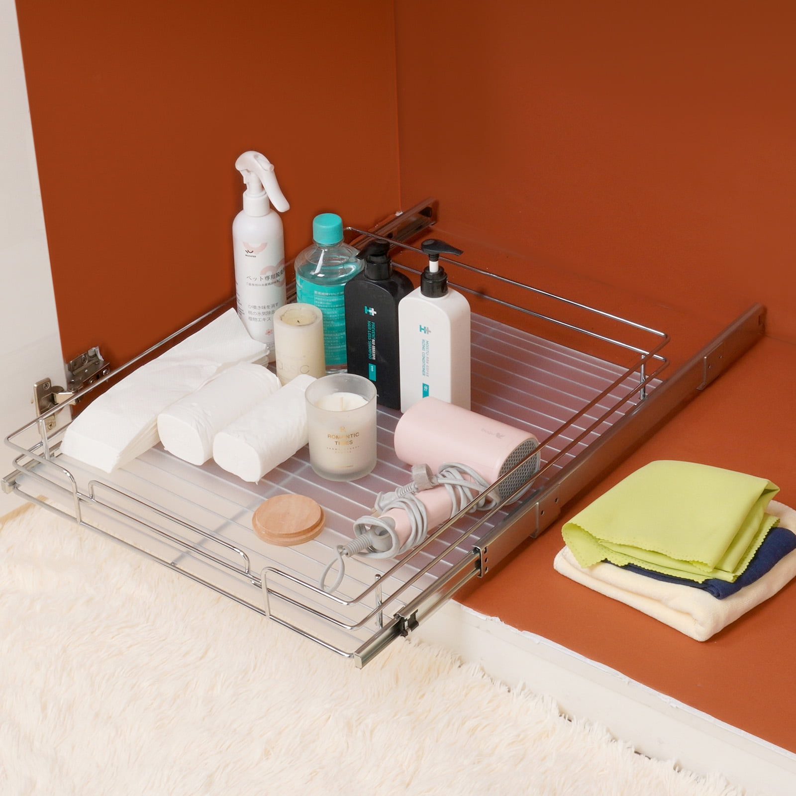 Simple Houseware 2 Tier Bathroom Organizer Tray Pull-Out Sliding Drawer/Under-Sink Storage, Brown