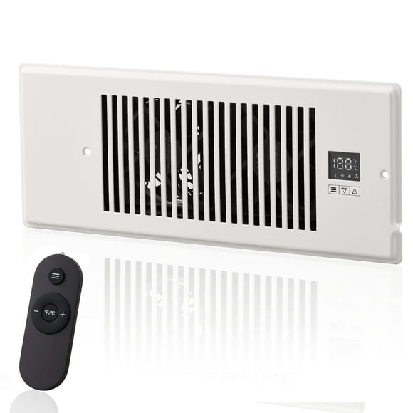 BENTISM Quiet Register Booster Fan 4 x 12, Smart Register Vent with Thermostat Control, Heating & Cooling AC Vent Booster Fan, White