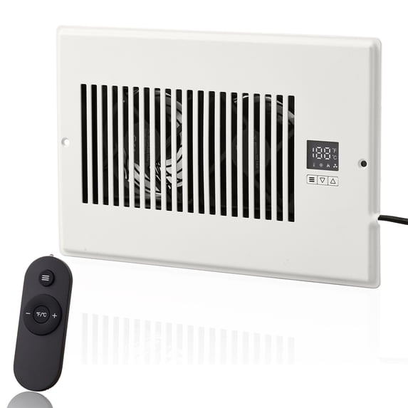 VEVOR Quiet Register Booster Fan 6 x 10”, Smart Register Vent with Thermostat Control, Heating & Cooling AC Vent Booster Fan, White