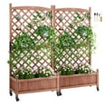 thumbnail image 1 of VEVOR Raised Garden Bed with Trellis 2PCS, 60"x13"x61.4" Outdoor Raised Wood Planter with Drainage Holes, Free-Standing Trellis Planter Box, 1 of 10