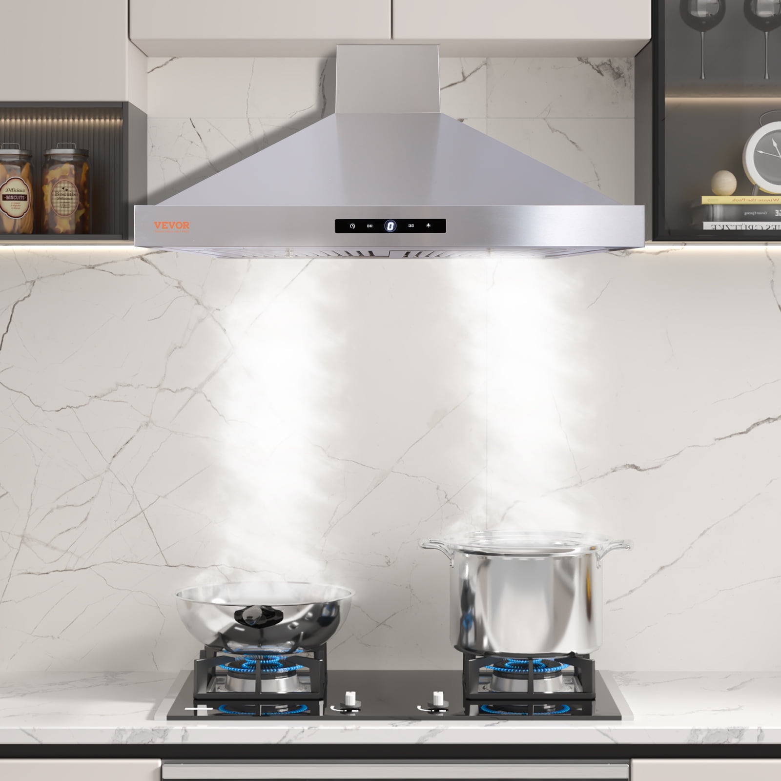 BENTISM Range Hoods 30 inch Wall Mount 350 CFM 3 Speed Ductless