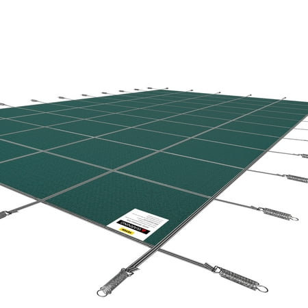 BENTISM Rectangular Safety Mesh Swimming Pool Cover 18X36 FT Green Winter Outdoor