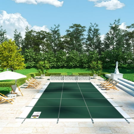 BENTISM Rectangular Safety Mesh Swimming Pool Cover 20X40 FT Green Winter Outdoor